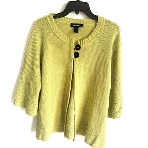 Denim & Co Knit Sweater Bell Sleeve 2 Buttons Open Front Size XL